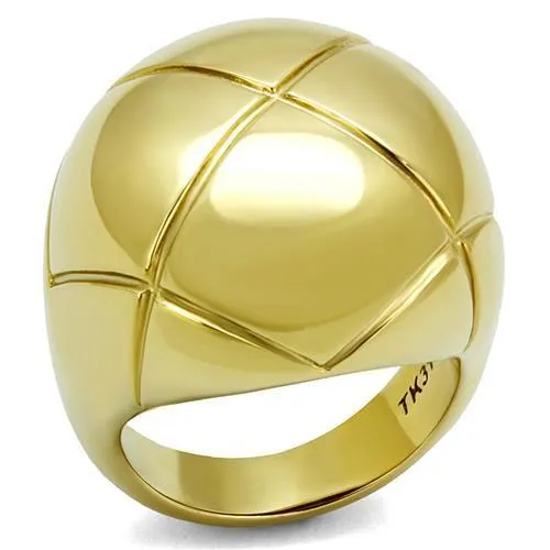 IP Gold(Ion Plating) Stainless Steel Ring with No Stone for Women Style TK2831