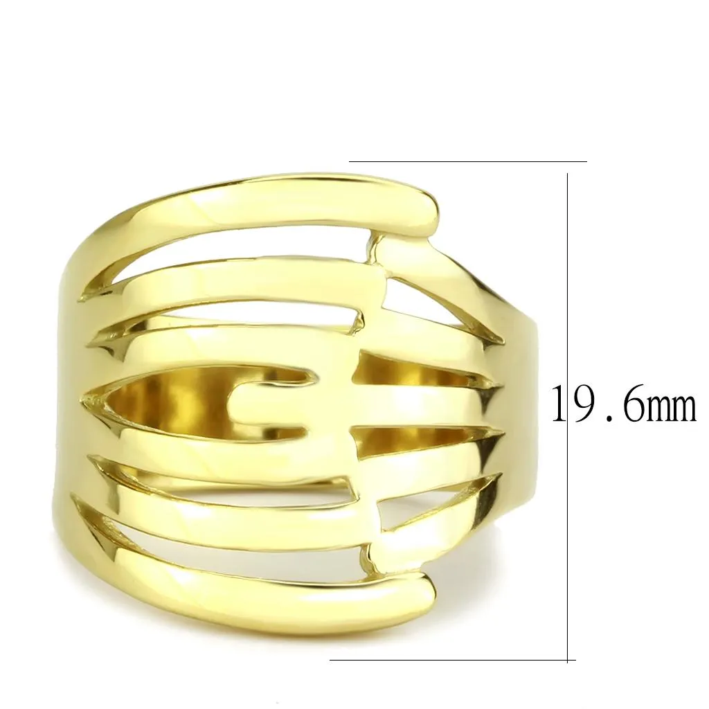 IP Gold(Ion Plating) Stainless Steel Ring with No Stone for Women Style TK3717