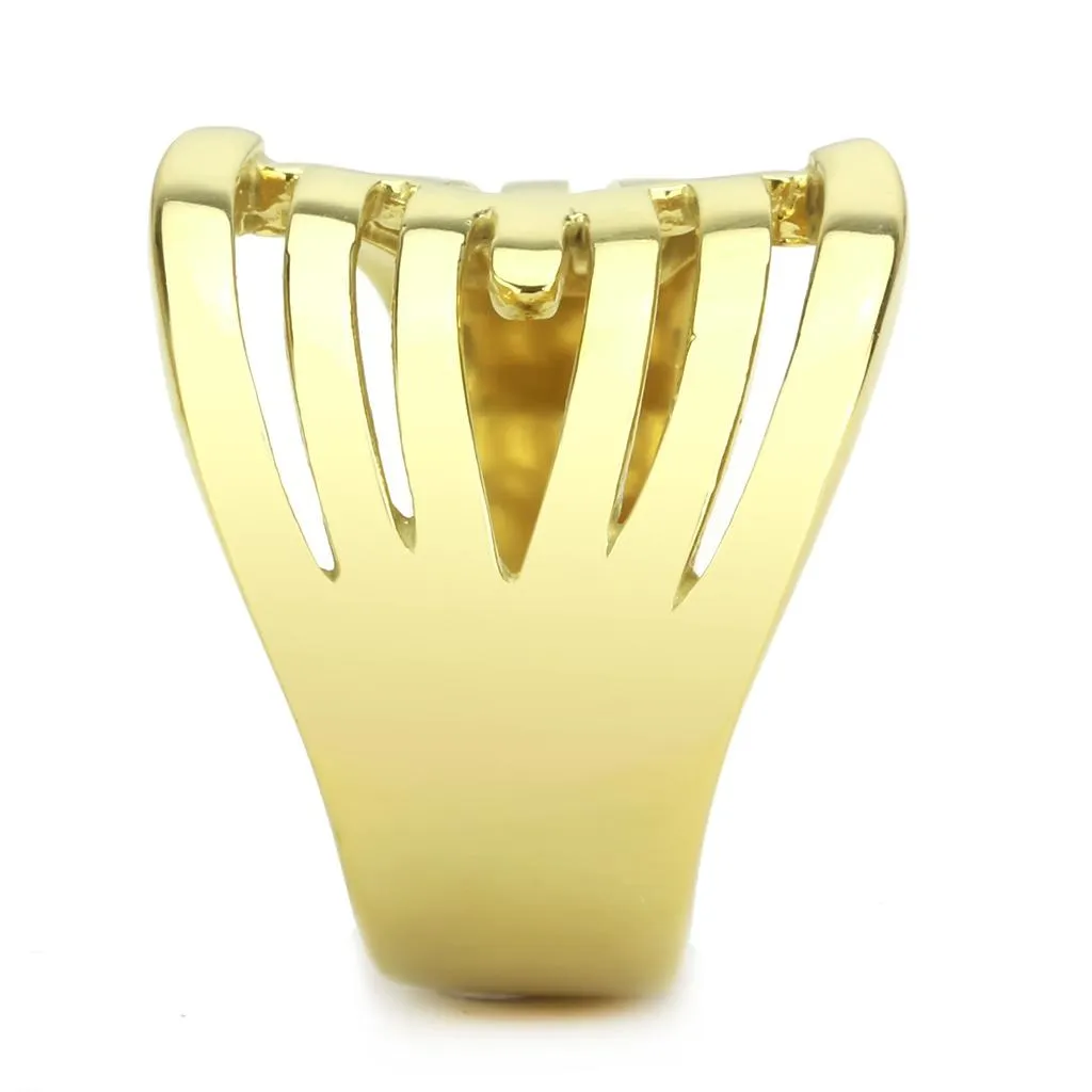 IP Gold(Ion Plating) Stainless Steel Ring with No Stone for Women Style TK3717