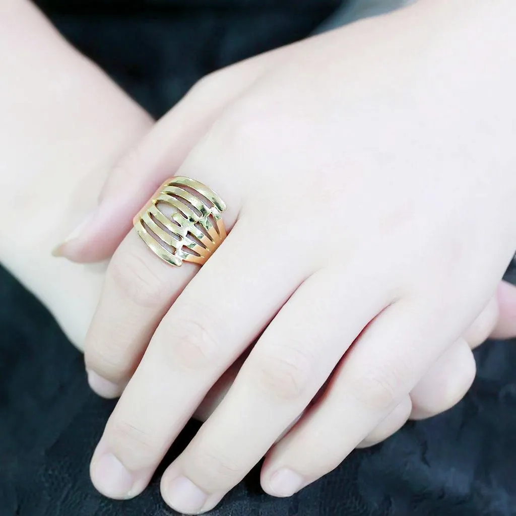 IP Gold(Ion Plating) Stainless Steel Ring with No Stone for Women Style TK3717