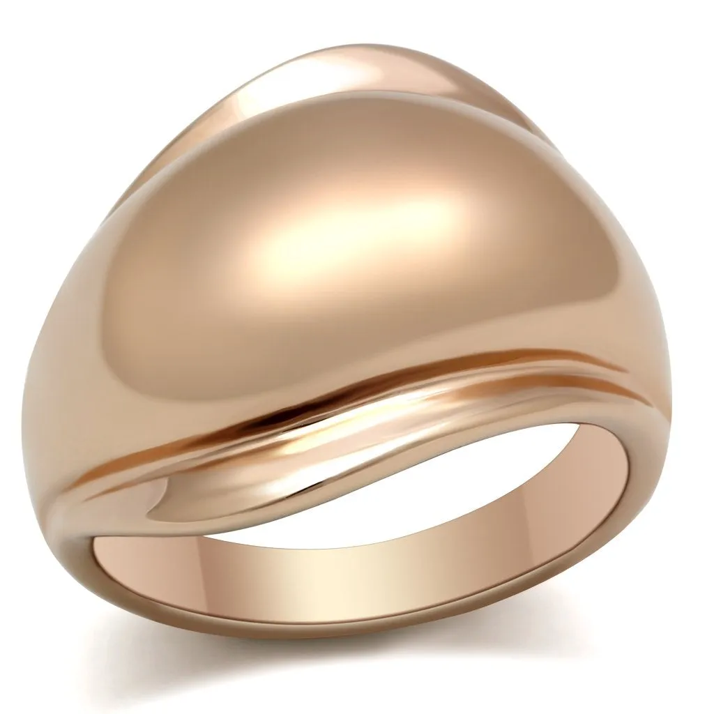 IP Rose Gold(Ion Plating) Brass Ring with No Stone for Women Style GL157