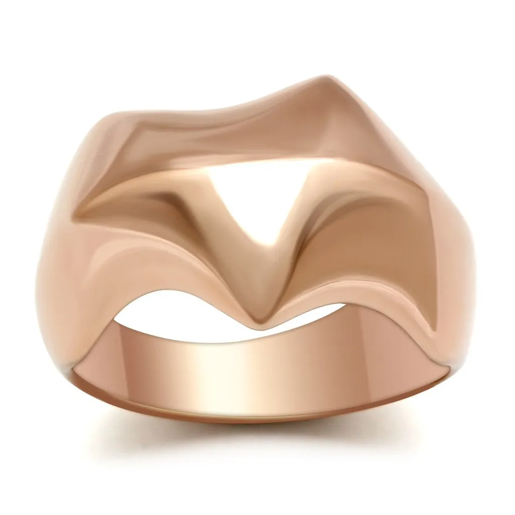 IP Rose Gold(Ion Plating) Brass Ring with No Stone for Women Style GL161