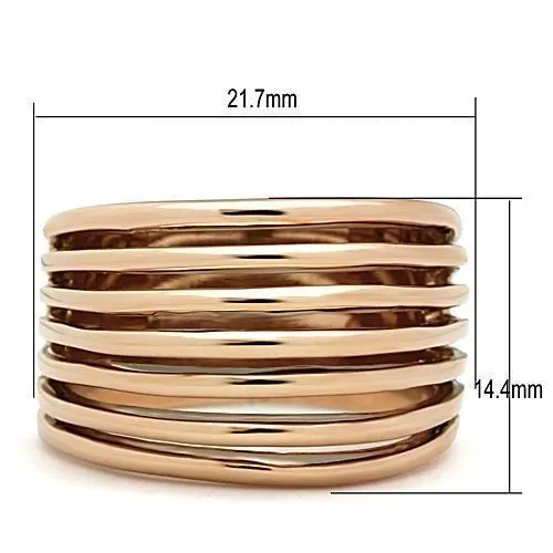 IP Rose Gold(Ion Plating) Stainless Steel Ring with No Stone for Women Style TK1414