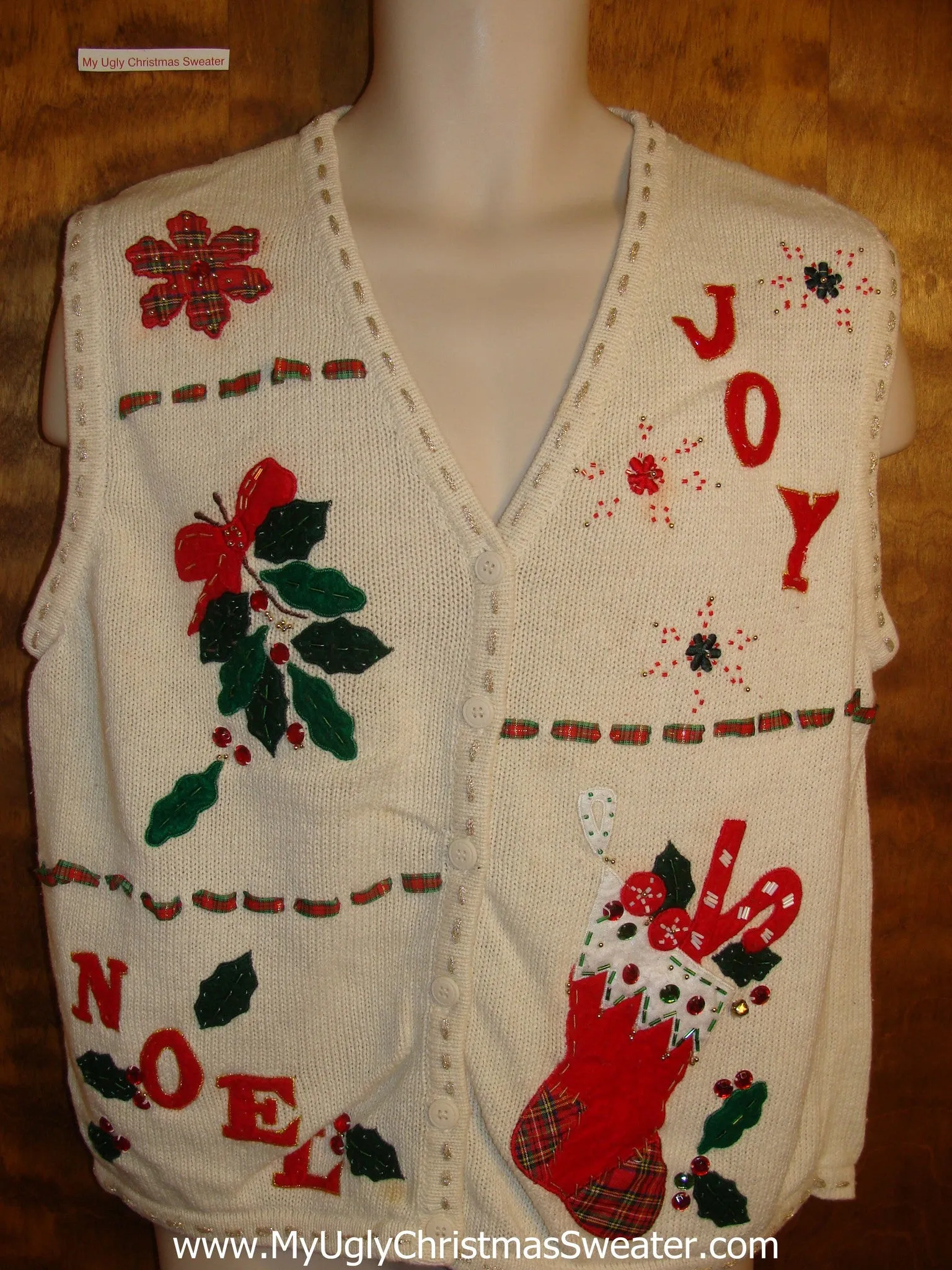 Joy and Noel Tacky Christmas Sweater Vest