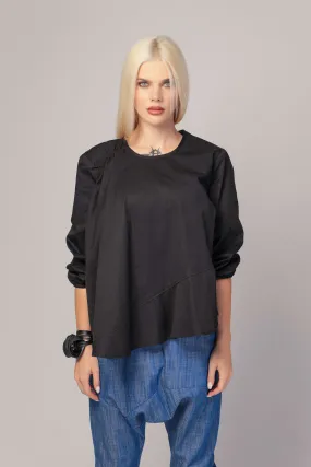 KIERA - Flared poplin tunic blouse