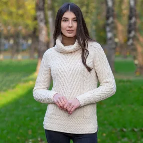 Ladies Irish Aran Turtleneck Sweater