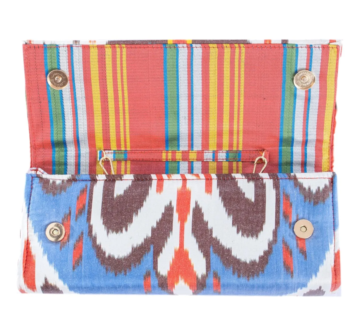 Lafayette Silk Ikat Cassie Clutch - Tomato Red, Yellow, Green