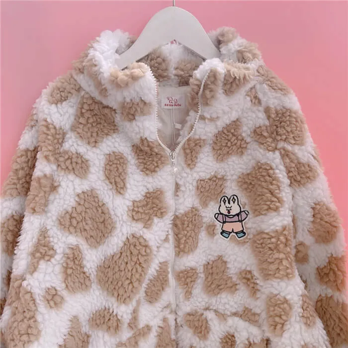 Lamb wool pink leopard print clothes BY90072