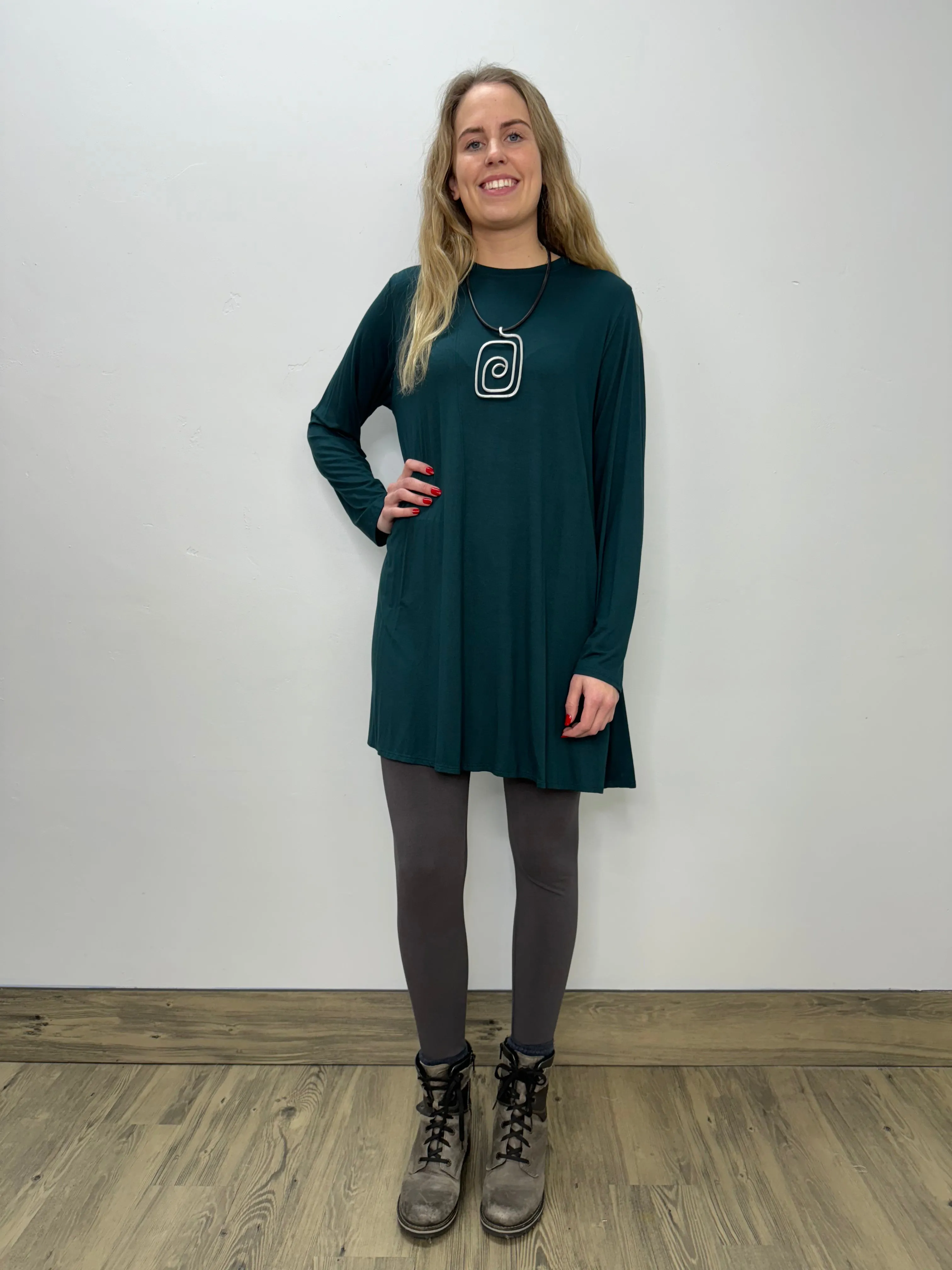 Long Sleeve Basic A-Line Tunic - Deep Sea