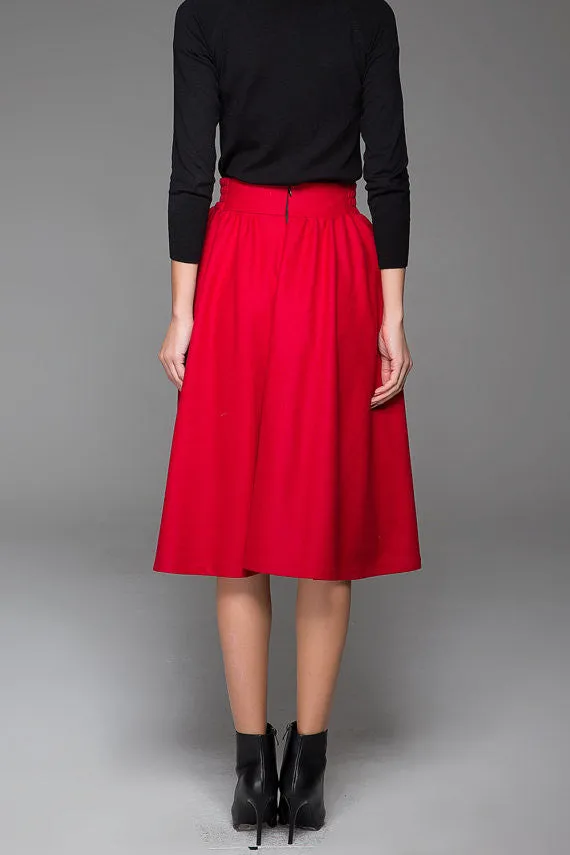 Lovely Elegant Midi Skirt Wool Skirt Winter Skirt With Elastic Waist (1430)