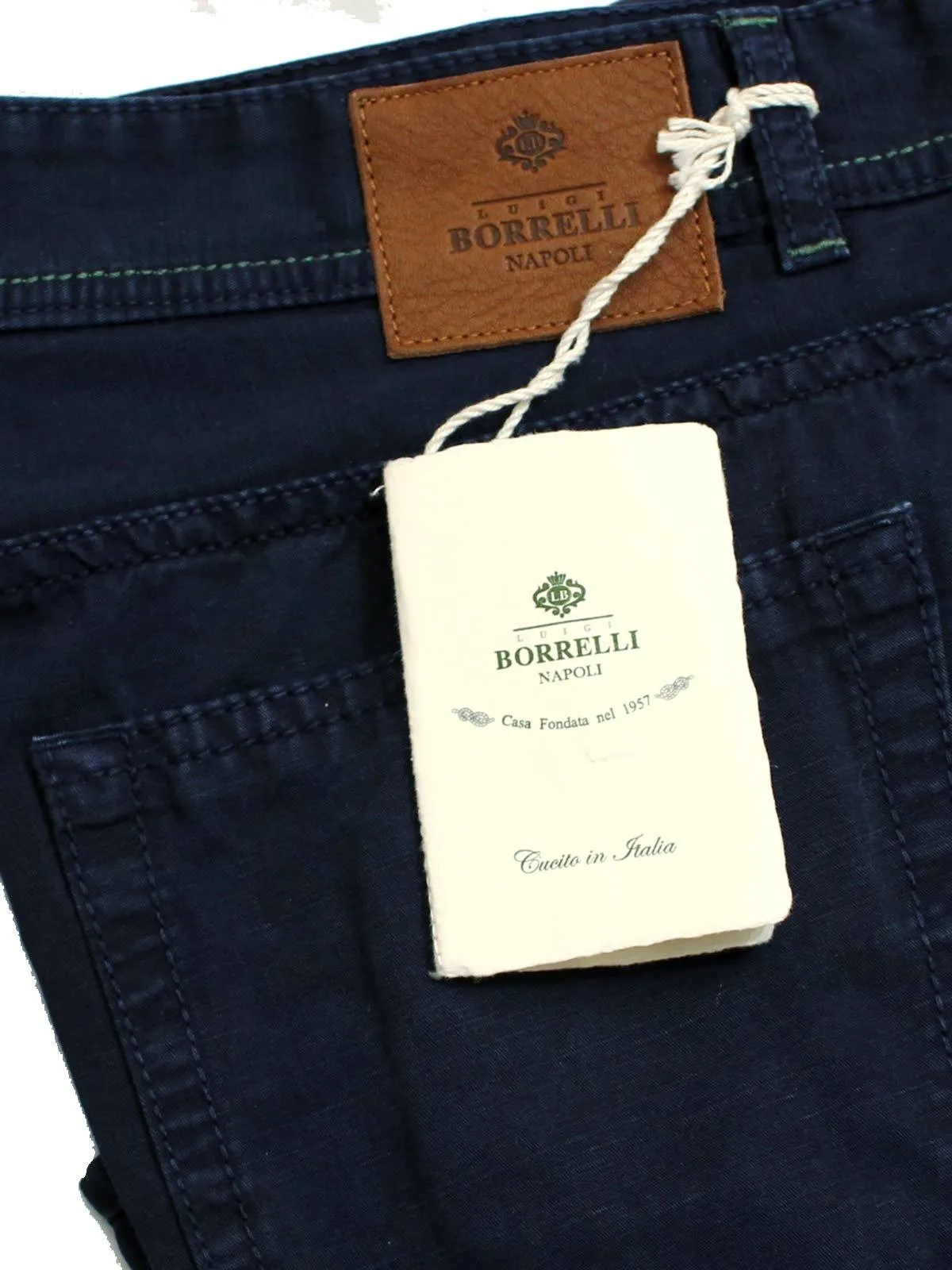 Luigi Borrelli Pants 5 Pocket Navy Trousers - Slim Fit 31 SALE