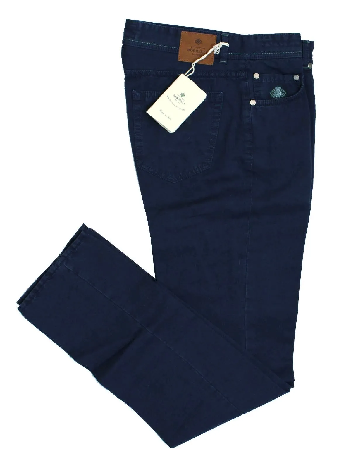 Luigi Borrelli Pants 5 Pocket Navy Trousers - Slim Fit 31 SALE