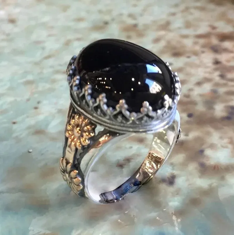 Luxury Black Women's Gemstone Ring