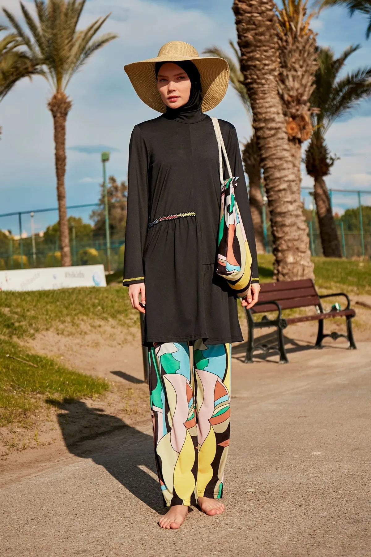 Lycra Black Burkini Modest Swimwear M2469