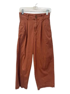 Madewell Size 0 Rust Cotton Blend Full Length Pleated High Waist Cropped Pants