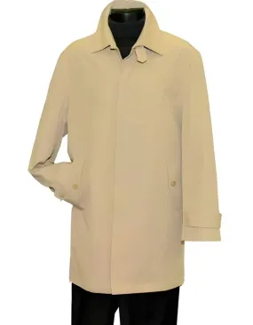 Men's Hidden Button Beige Long men's Dress Topcoat - Winter coat