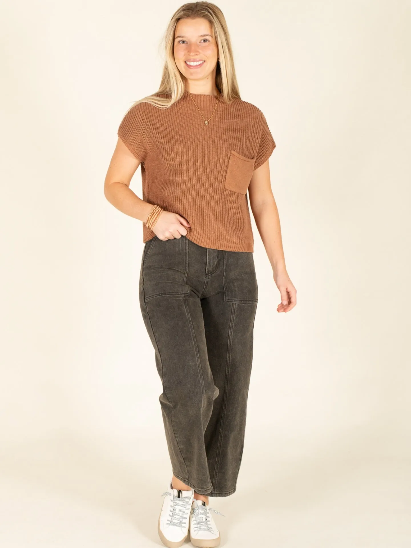 Mock Neck Cropped Sweater