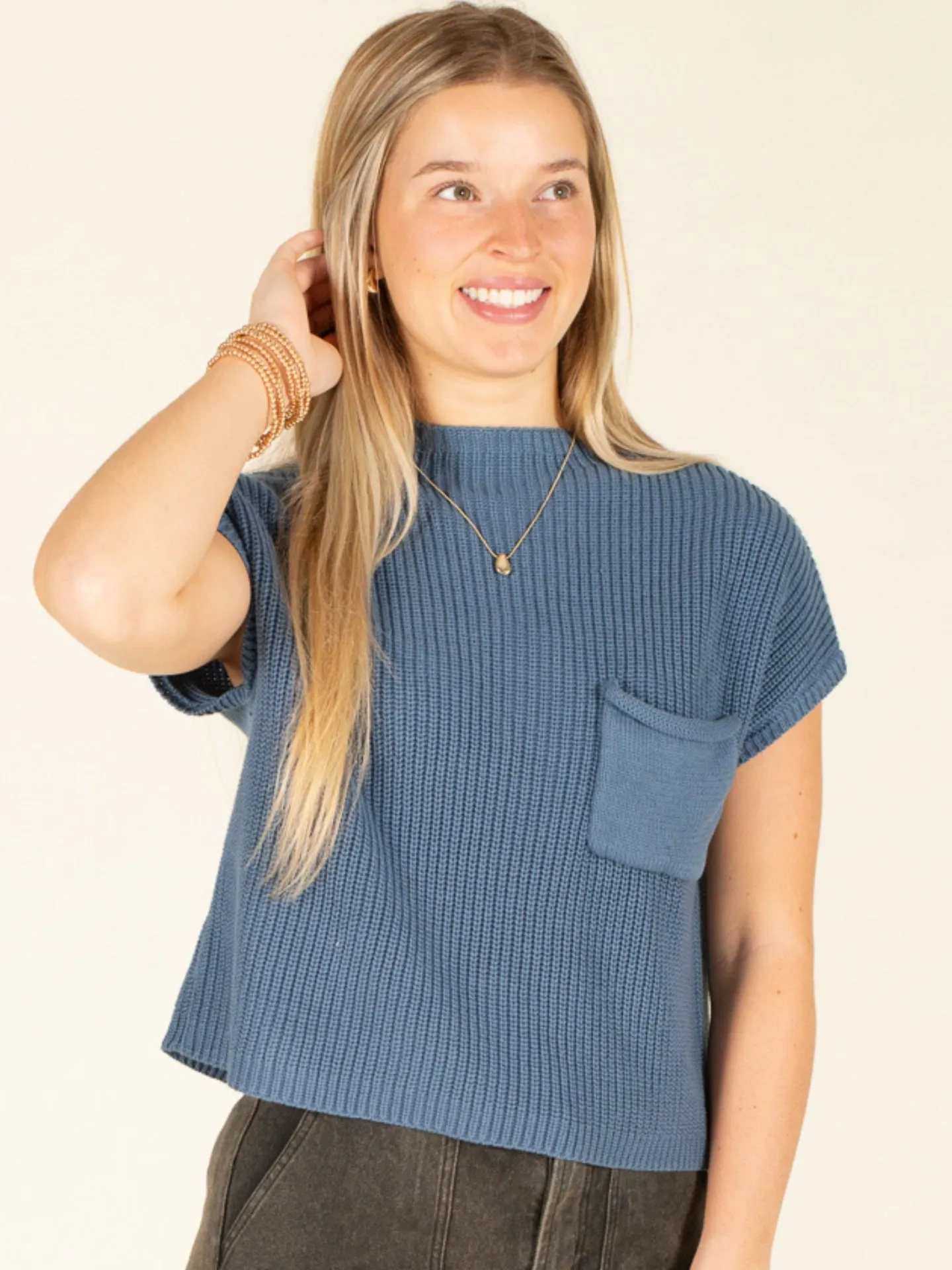 Mock Neck Cropped Sweater