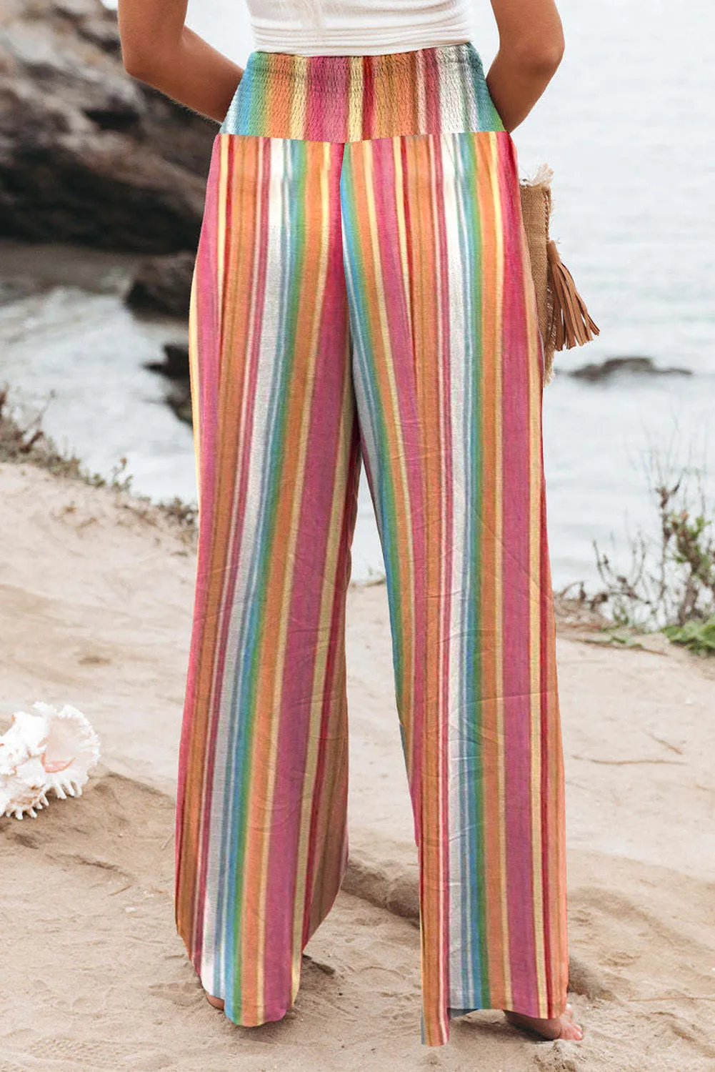 Multicolor Striped High Waist Wide Leg Pants