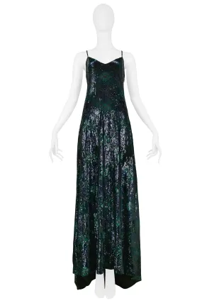 NAVY & GREEN ARGYLE SEQUIN GOWN