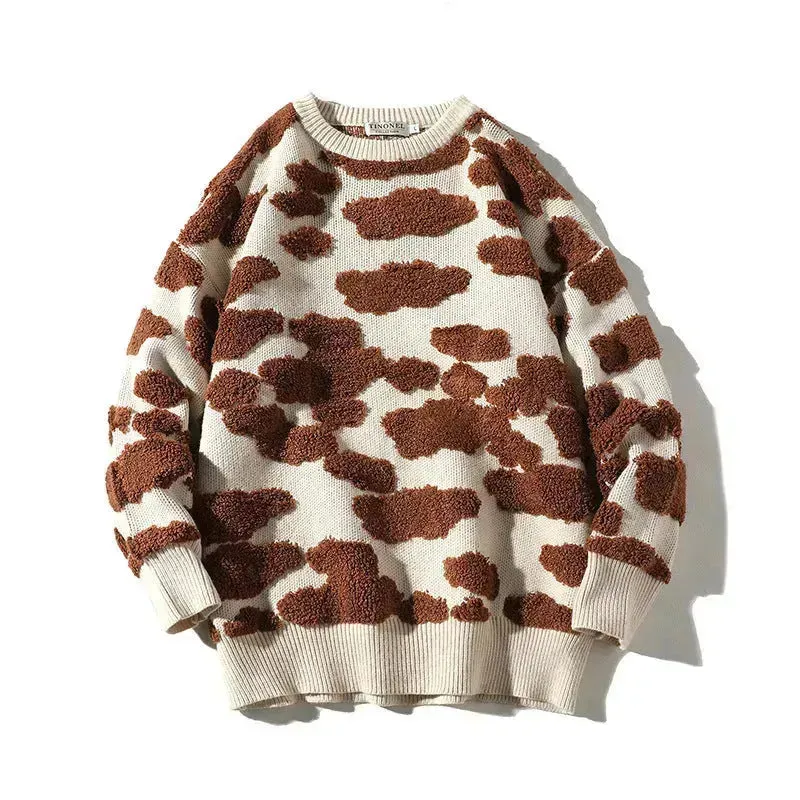 New Trend Autumn Winter Unisex Oversized Woolen Plush Pullover Sweater