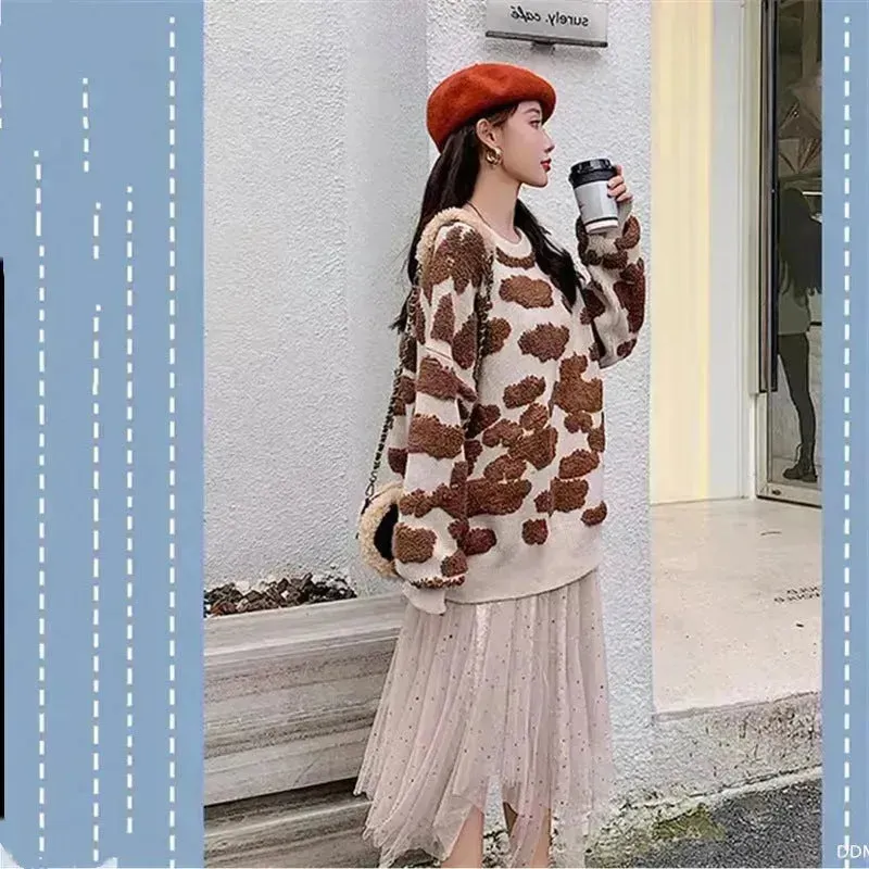 New Trend Autumn Winter Unisex Oversized Woolen Plush Pullover Sweater