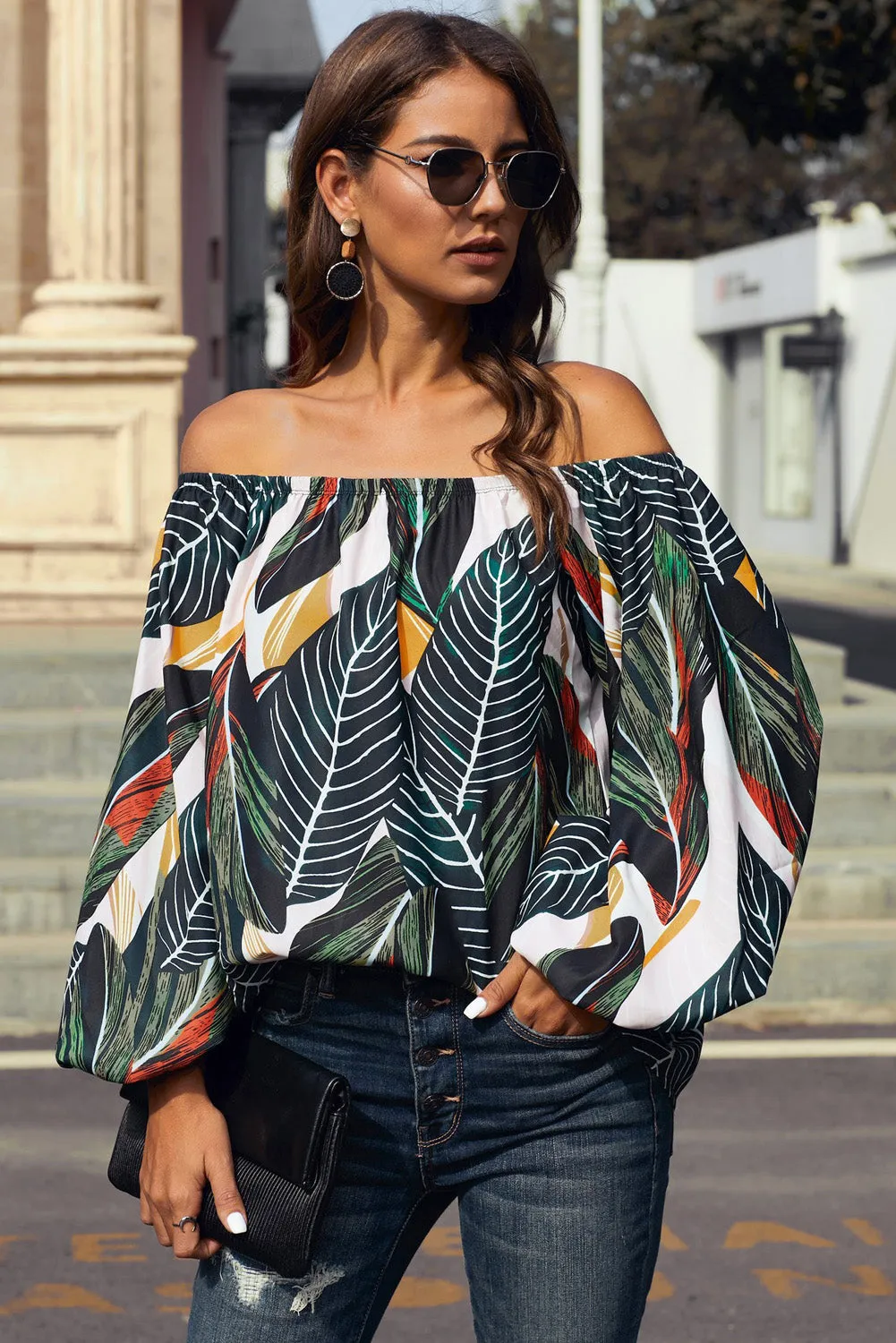 Off-Shoulder Balloon Sleeve Top