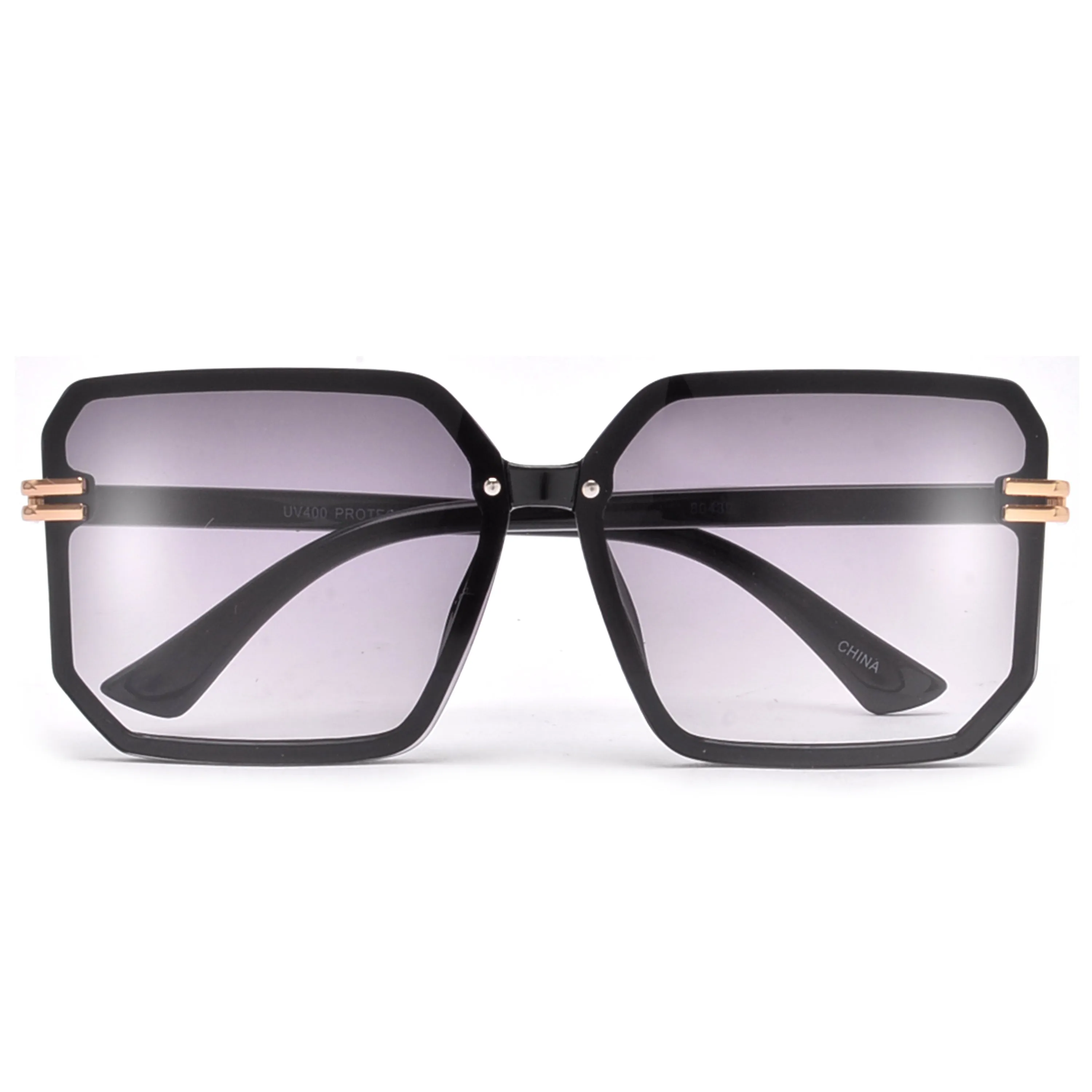 Oversize Gold Accent Chic Fashion Appeal Square Sunnies