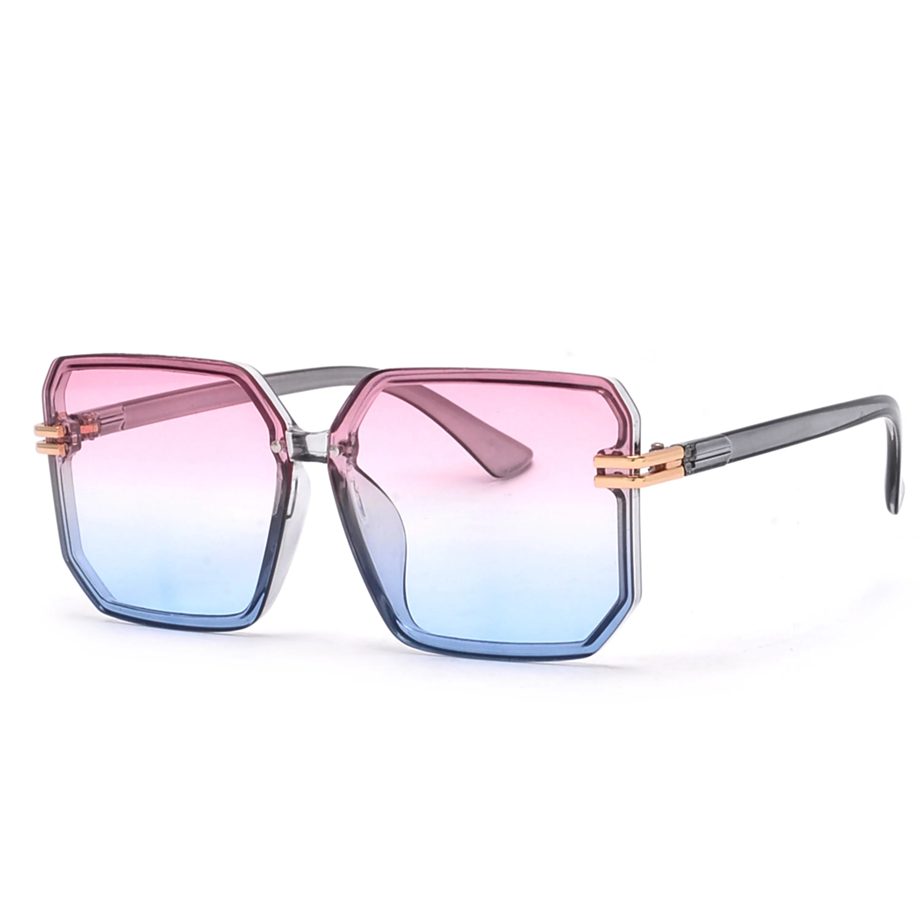 Oversize Gold Accent Chic Fashion Appeal Square Sunnies