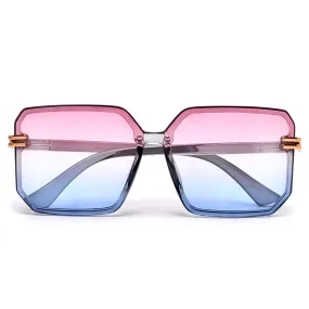 Oversize Gold Accent Chic Fashion Appeal Square Sunnies