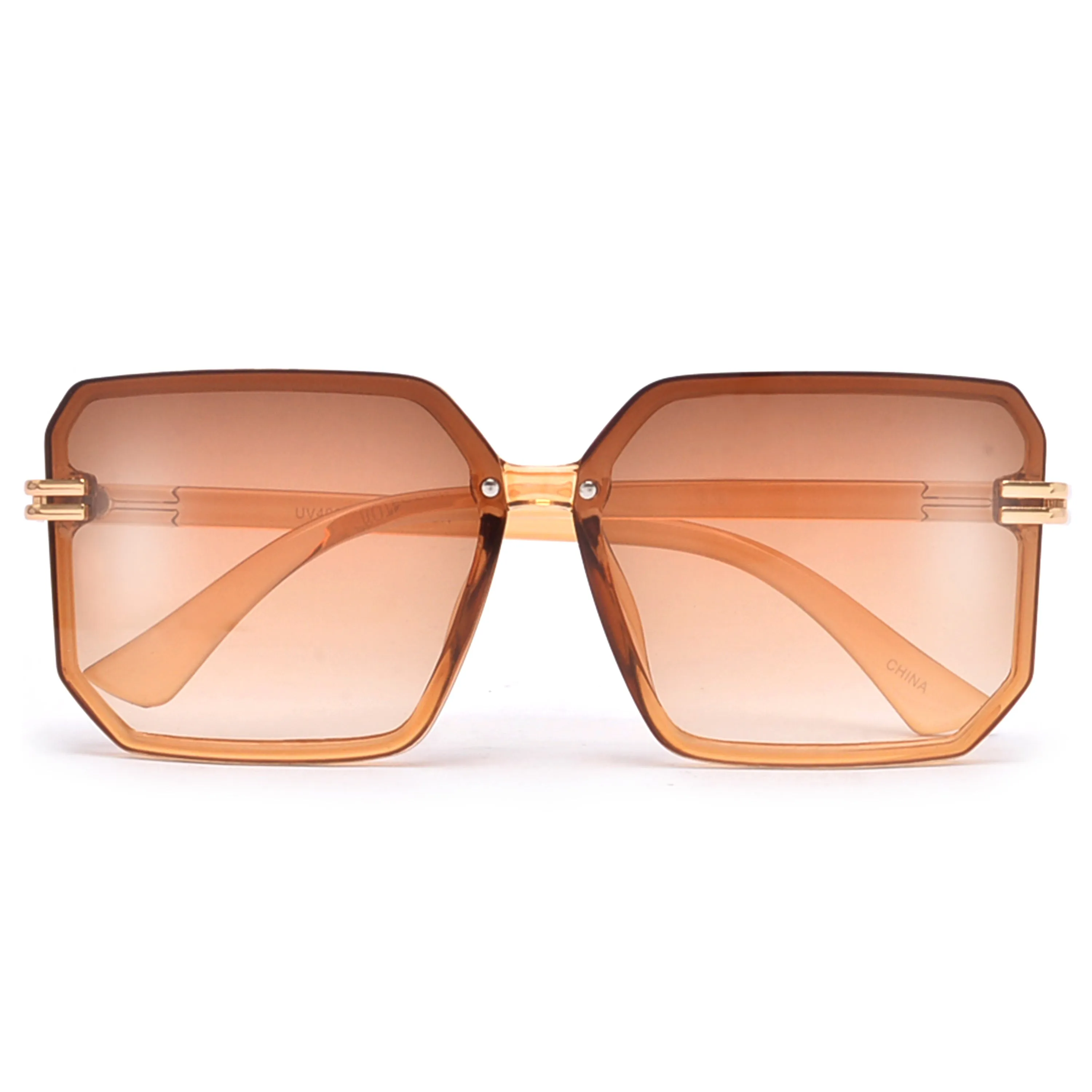 Oversize Gold Accent Chic Fashion Appeal Square Sunnies