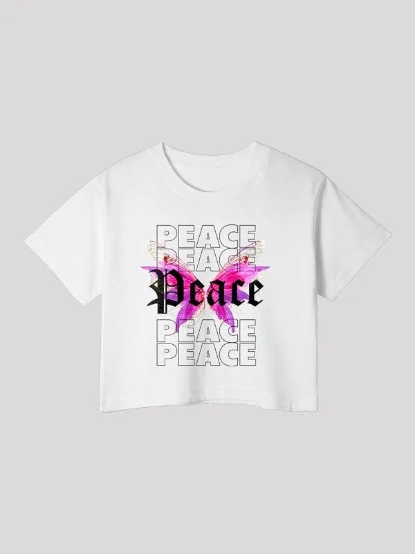 Peace White Crop Top For Women