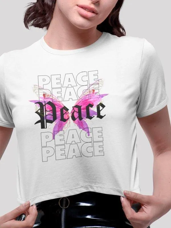 Peace White Crop Top For Women