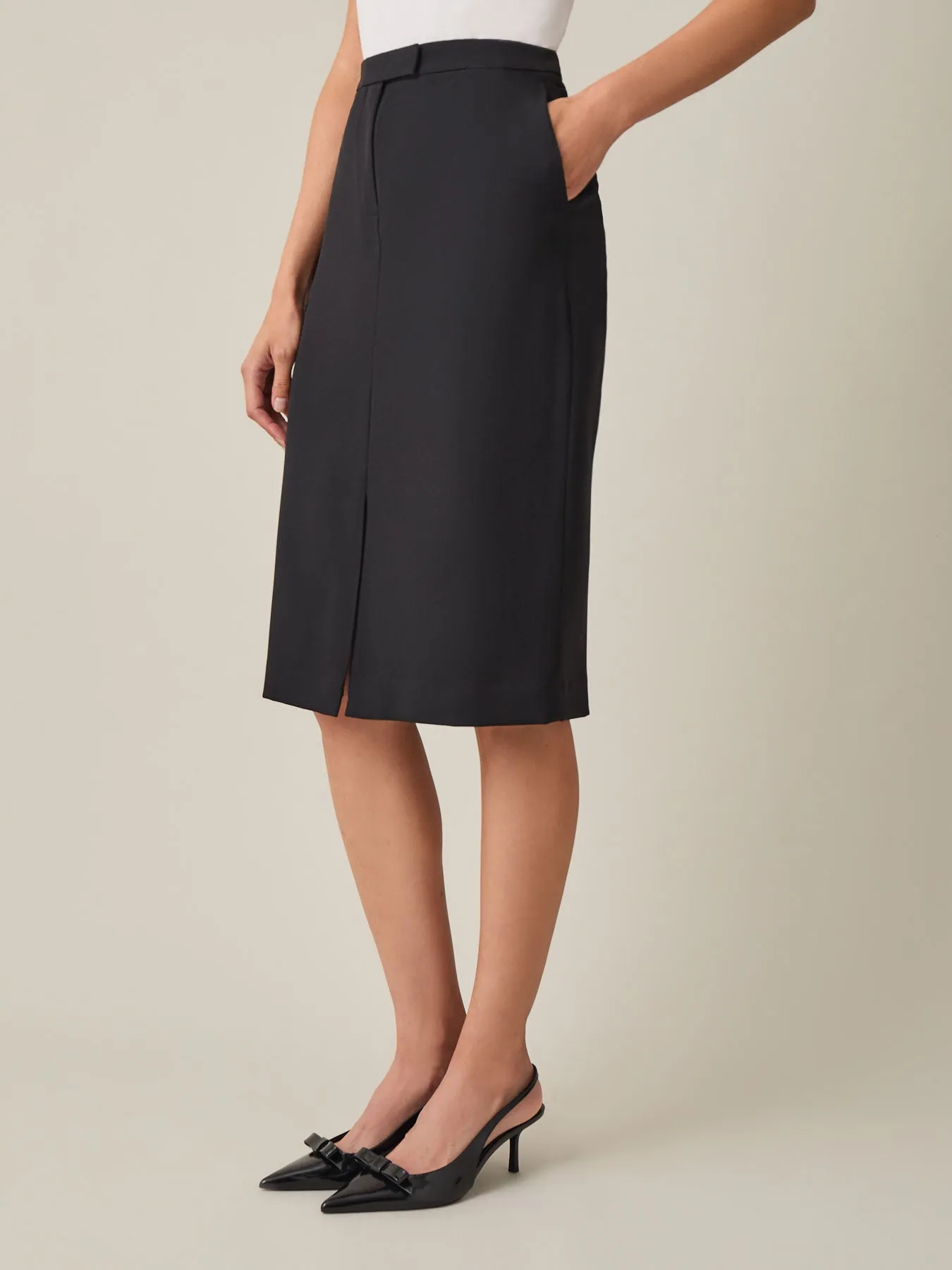 Petite Fly Front Skimmer Skirt, Iconic Stretch Crepe