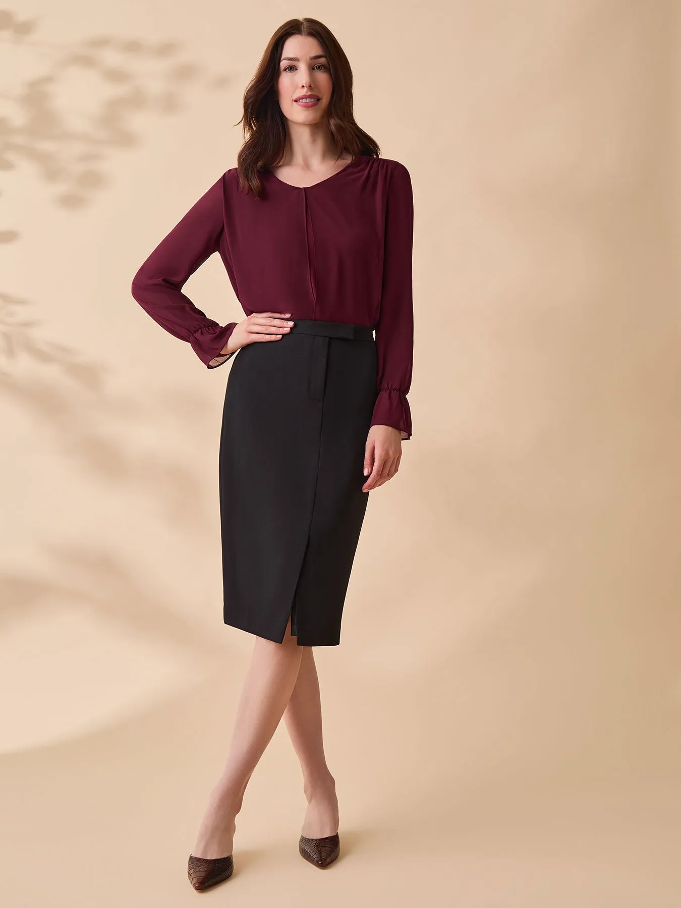 Petite Fly Front Skimmer Skirt, Iconic Stretch Crepe