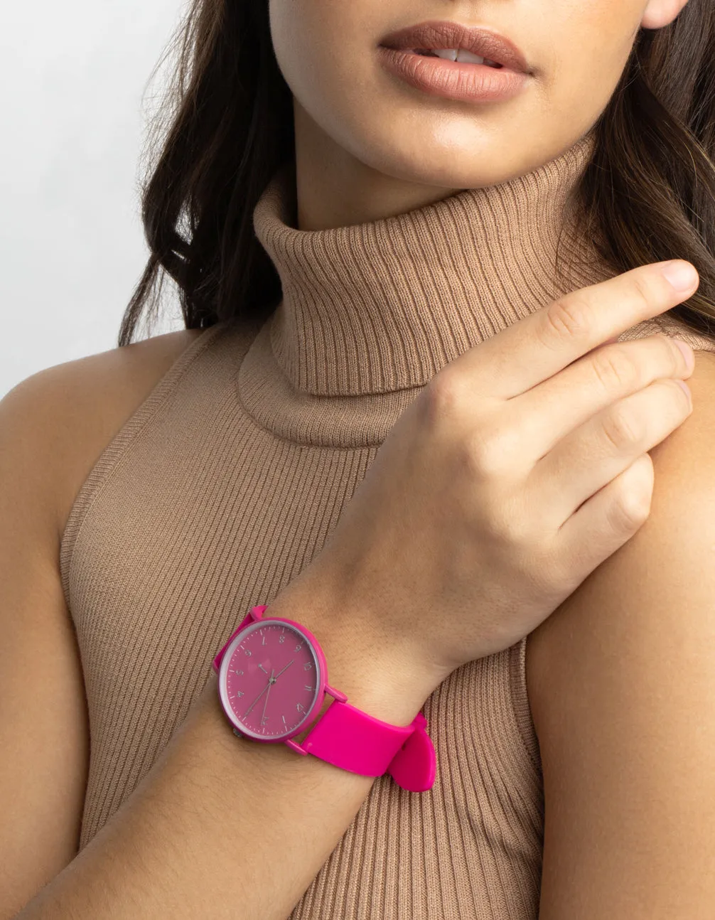 Pink Bright Silicon Strap Watch