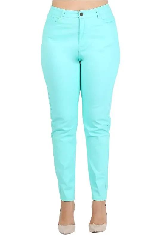 Plus Size High Waist Solid Stretch Jeans Pants