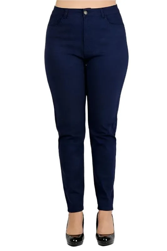 Plus Size High Waist Solid Stretch Jeans Pants