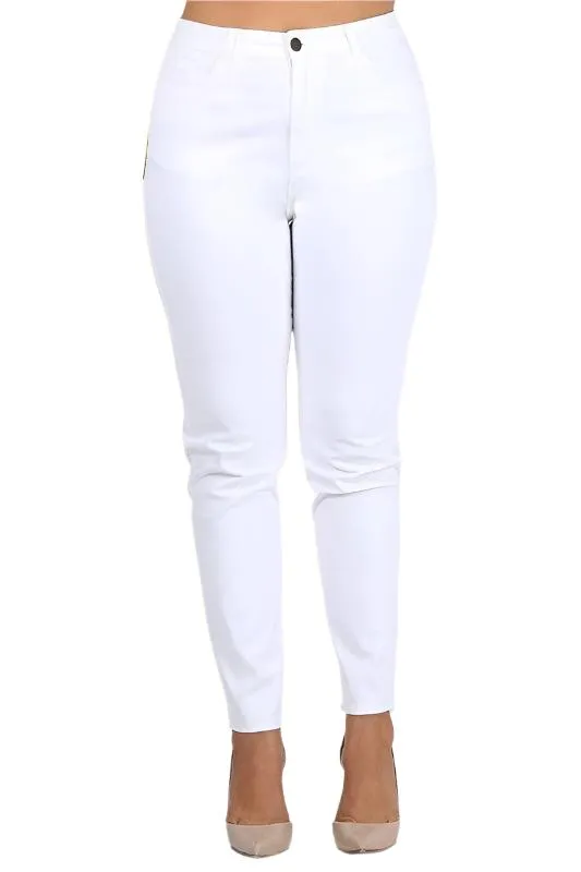 Plus Size High Waist Solid Stretch Jeans Pants