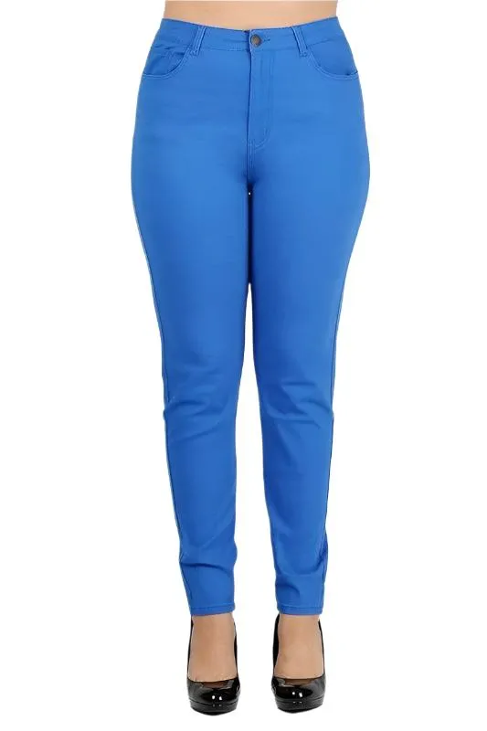 Plus Size High Waist Solid Stretch Jeans Pants