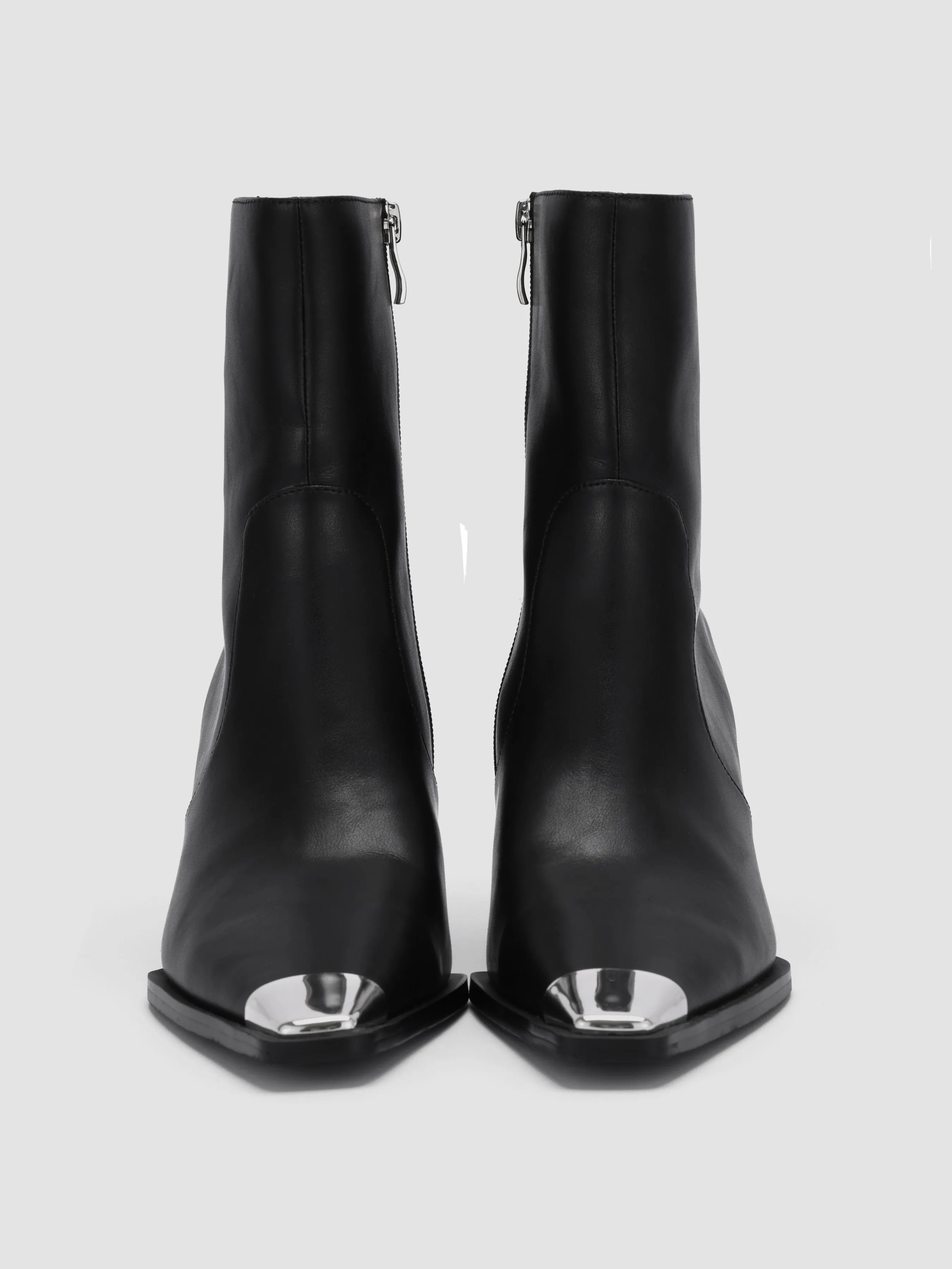 Pointed Toe Faux Leather Ankle Boots