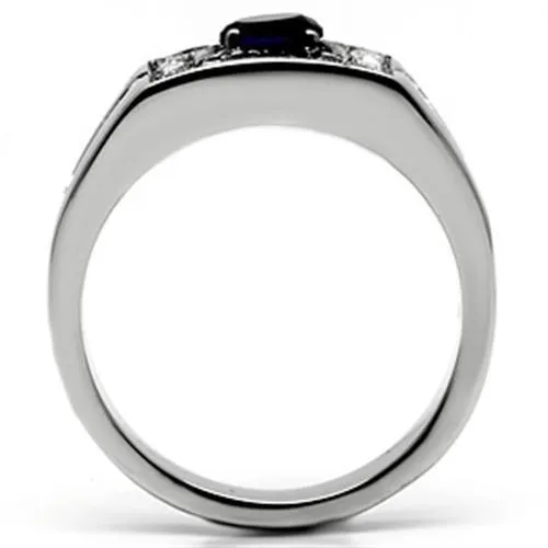 polished (no plating) Stainless Steel Ring with Synthetic in Montana for Women Style TK588