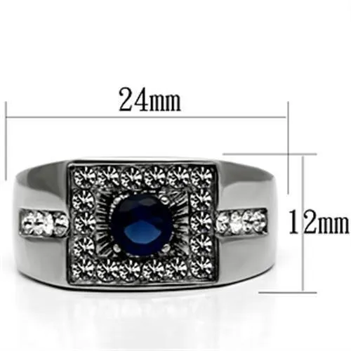 polished (no plating) Stainless Steel Ring with Synthetic in Montana for Women Style TK588