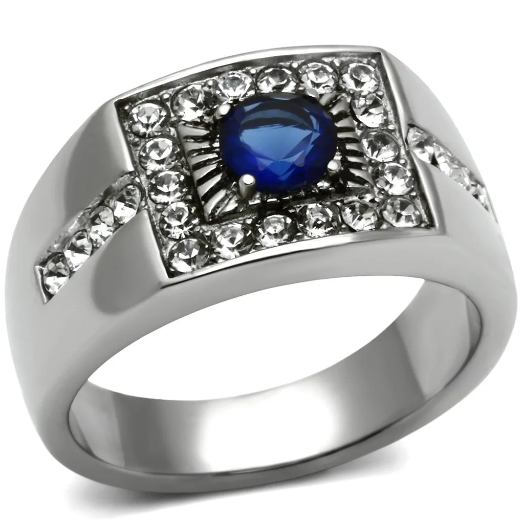 polished (no plating) Stainless Steel Ring with Synthetic in Montana for Women Style TK588