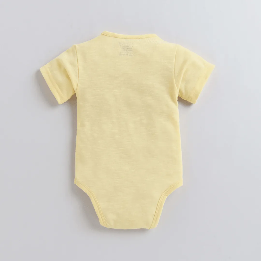 Polka Tots Half Sleeves Rompers Onesie Life Is Better - Yellow