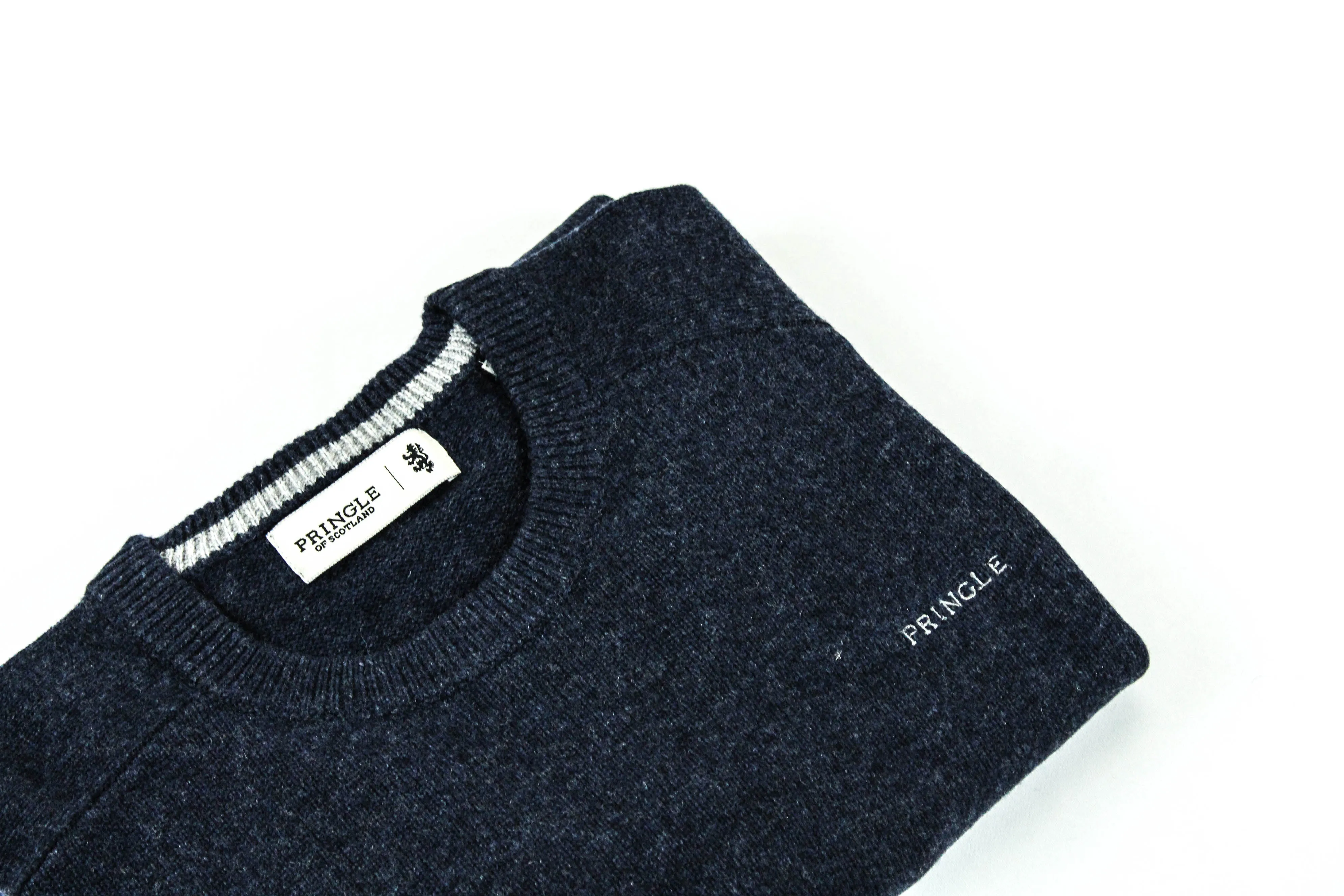 Pringle Navy Lambswool Crew Neck Sweater