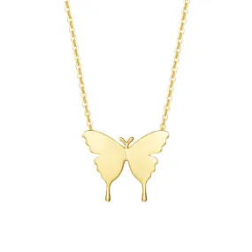 "Sophia" Dainty Minimalist Butterfly 14K Yellow Gold Necklace