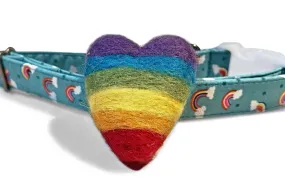 Rainbow Heart - Velcro Attachable Dog & Cat Collar Felt Accessory