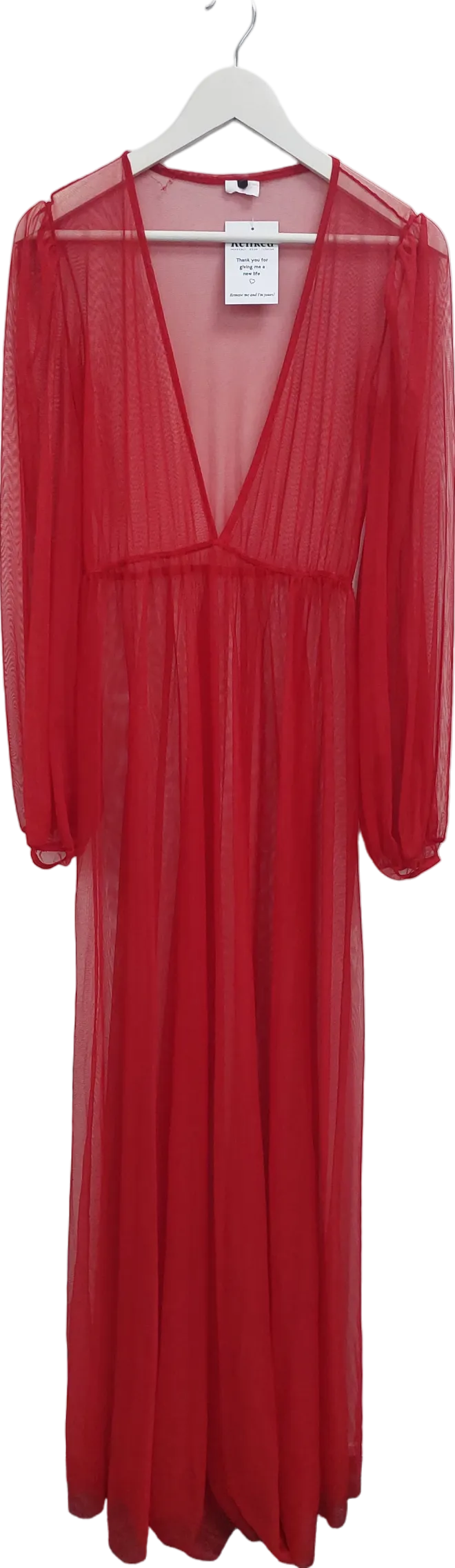 Red Sheer Mesh Maxi Dress UK S