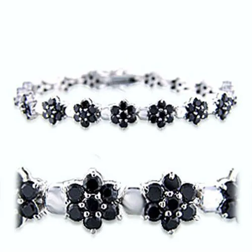 Rhodium Brass Bracelet with AAA Grade CZ in Jet for Women Style 36706